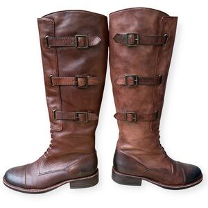 Vince Camuto Fivvy Leather Tall Riding Boots in Brown Sz 6B / 36 EU